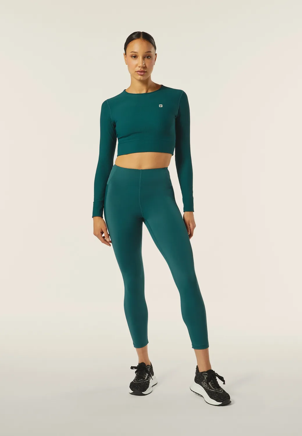Freddy Cropped Ripp Langarmshirt Nero atmungsaktiv Training