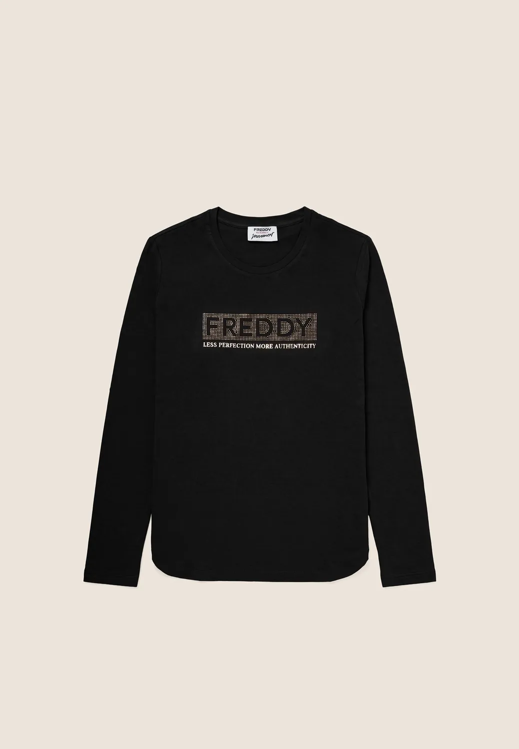 Freddy Langarmshirt Nieten-Logo Damen Falcon Brown Baumwolle