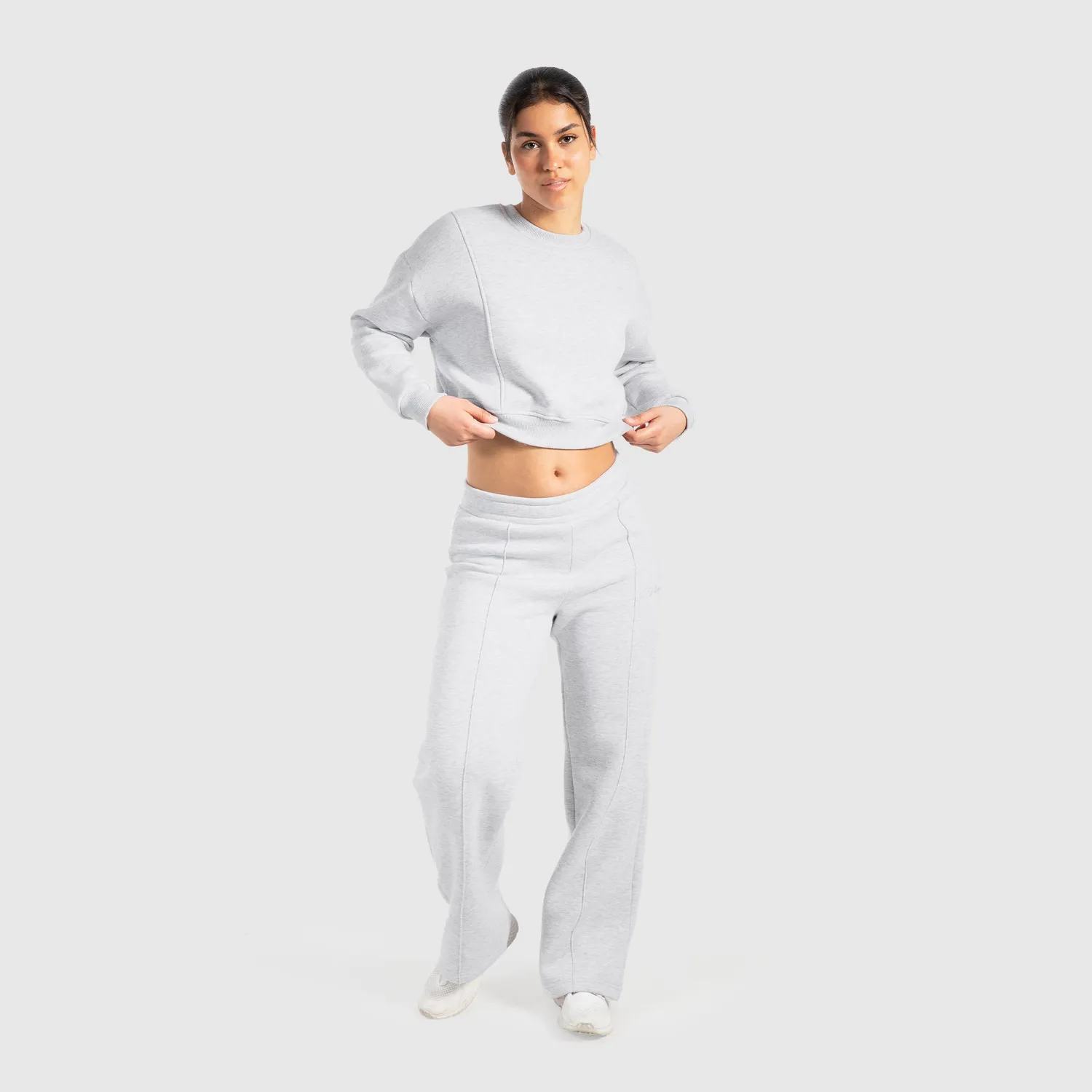 Smilodox Lunara Siana Sweatshirt Grau Melange Cropped