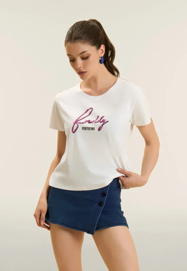 Freddy Floral T-Shirt Bianco-Fucsia Supima