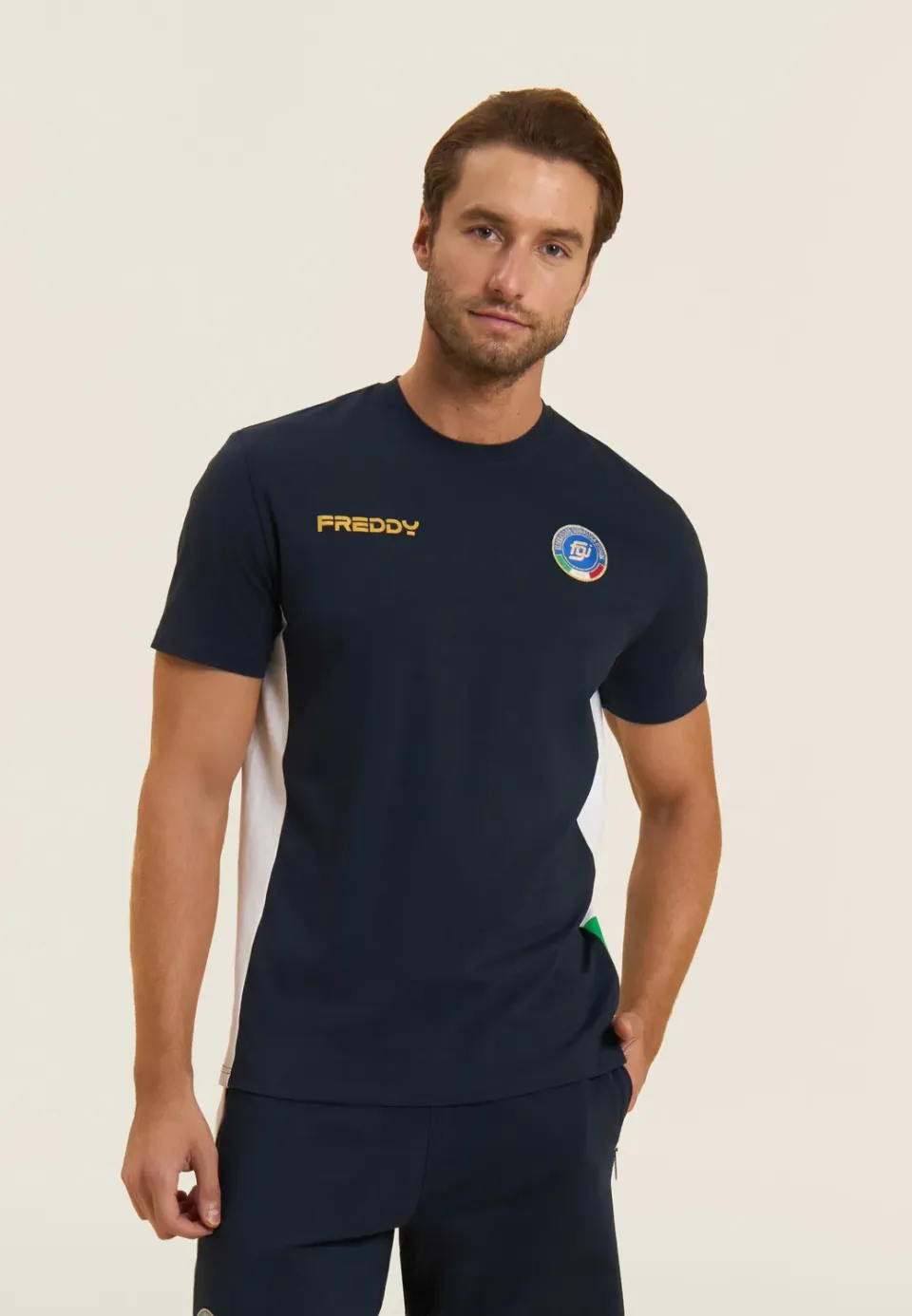 Freddy Italia FGI Herren T-Shirt dunkelblau-weiß Stretch