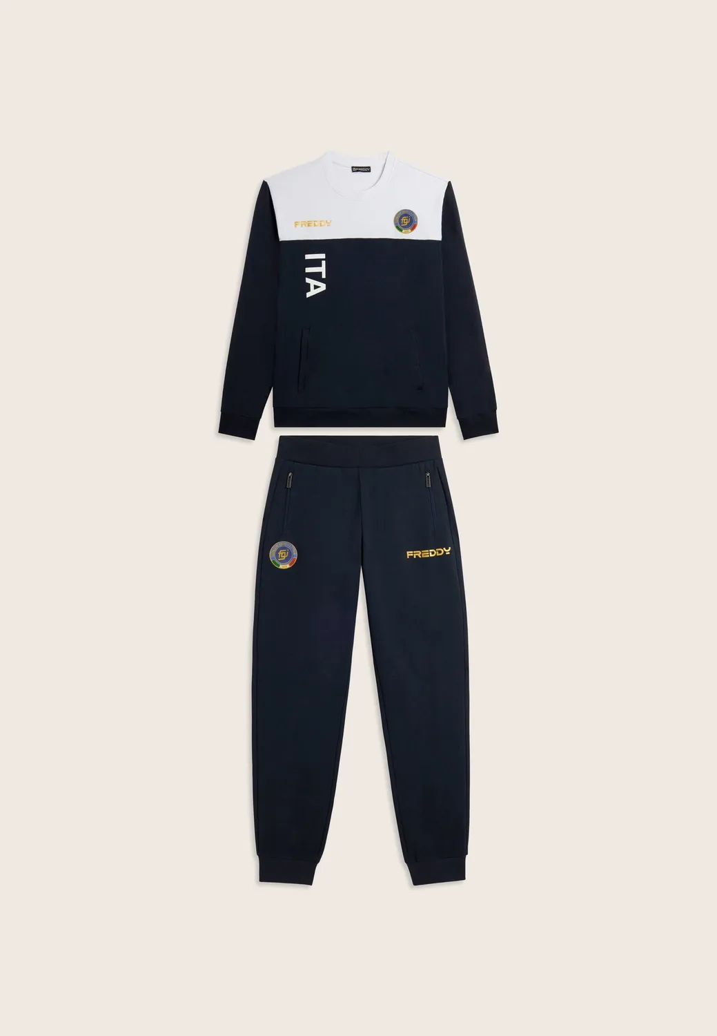 Freddy Italia FGI Trainingsanzug Dunkelblau-Weiß Fleece