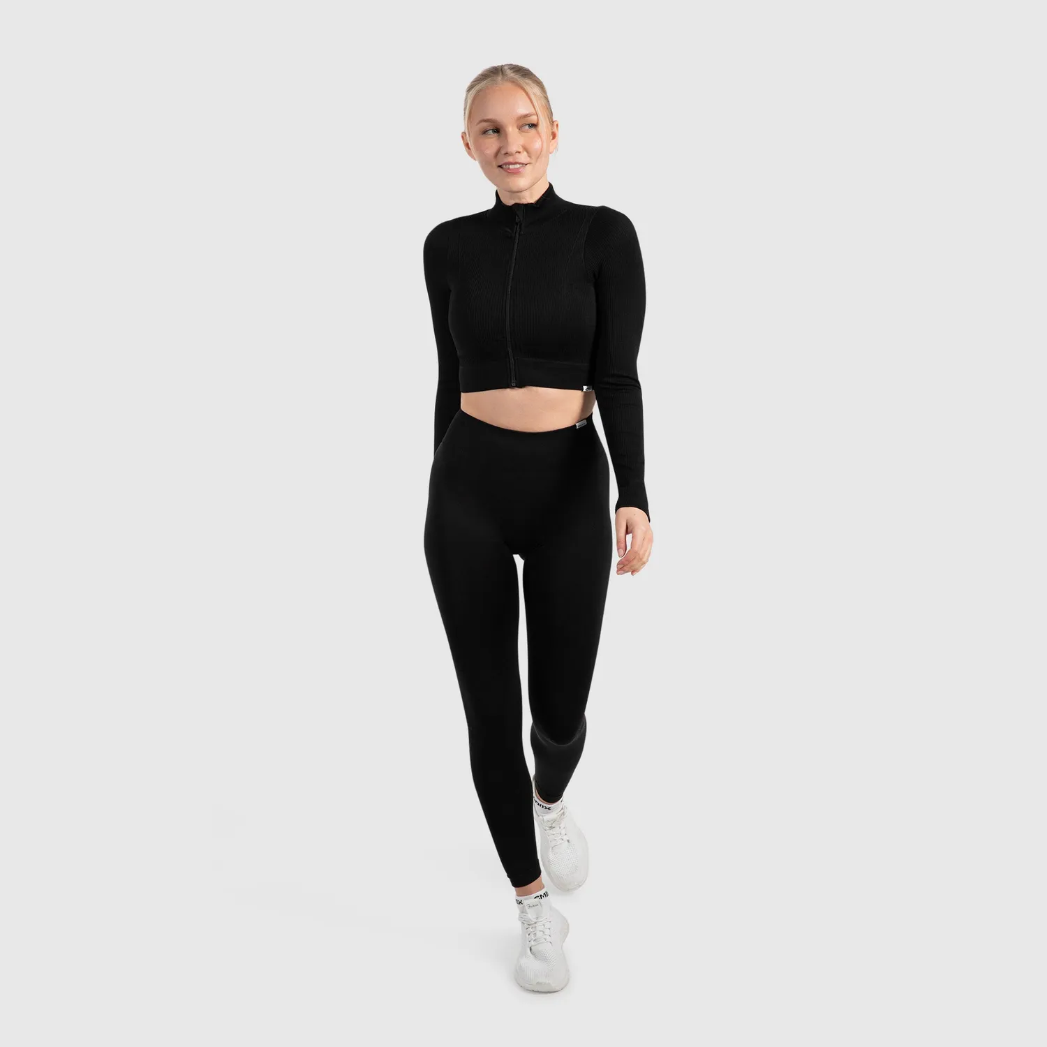 Smilodox Zeya Crop Trainingsjacke Schwarz Slim Fit