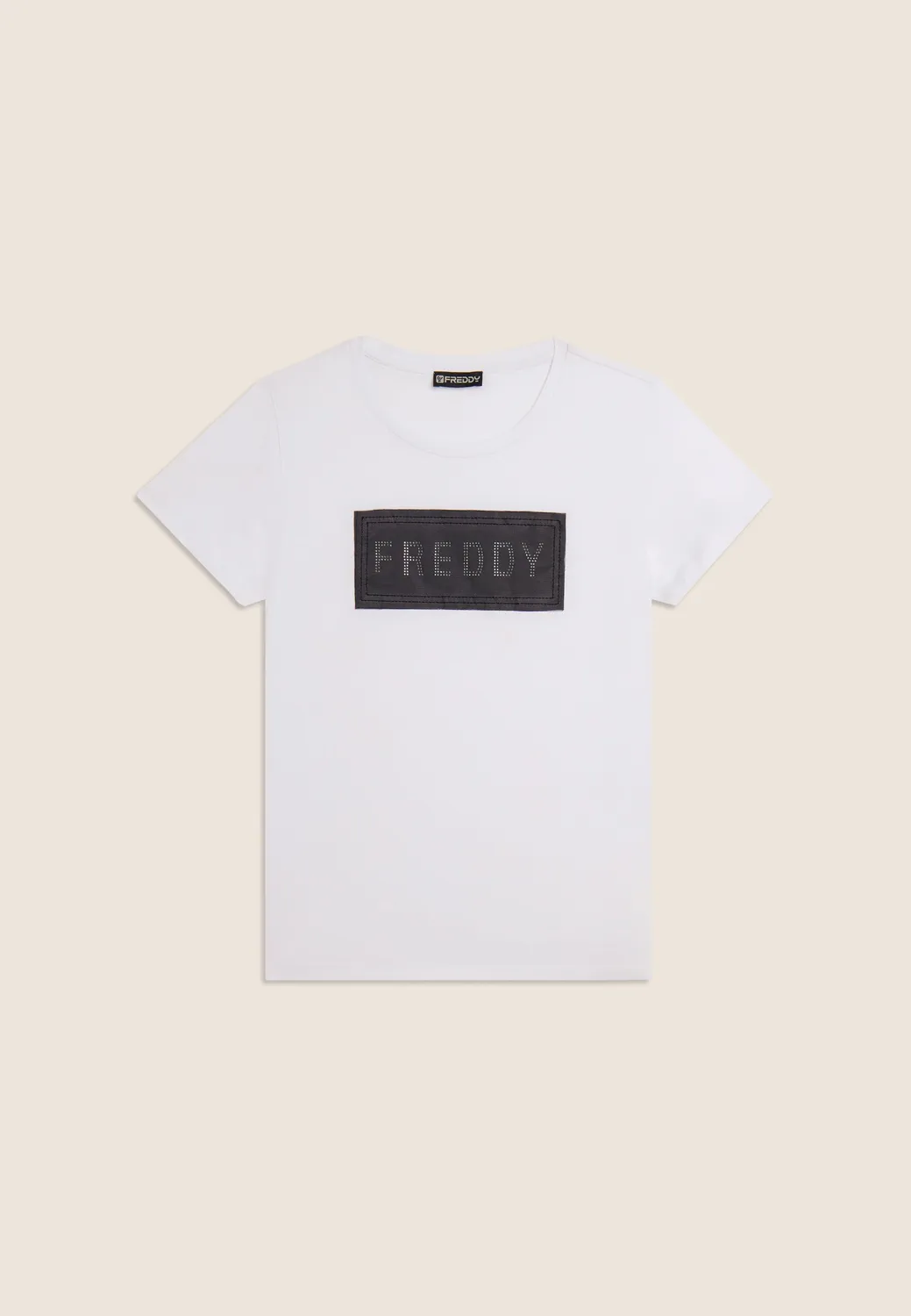 Freddy T-Shirt Supima Schwarz Strass-Mesh Sport-Chic