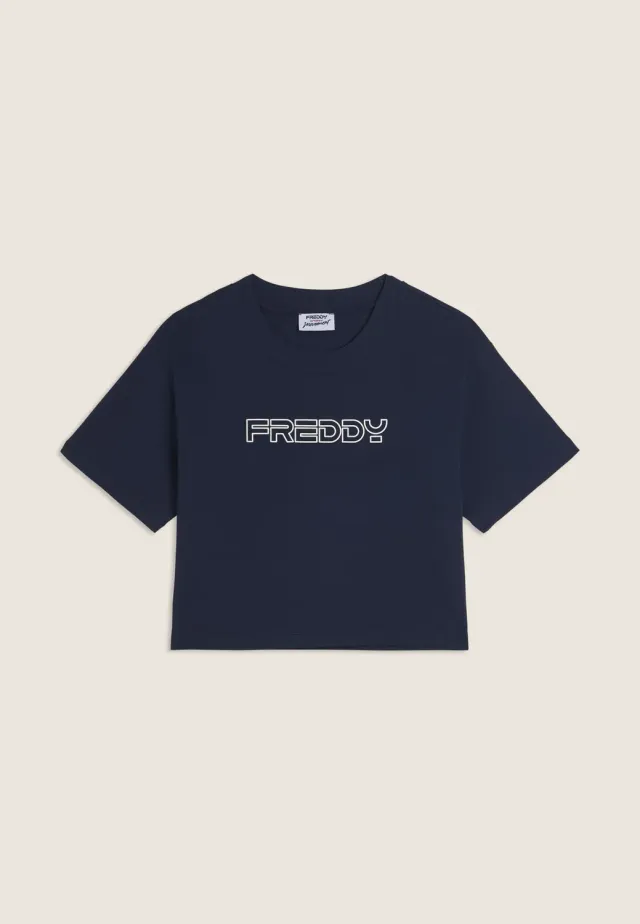 Freddy Cropped T-Shirt Baumwolle Logo kurz geschnitten