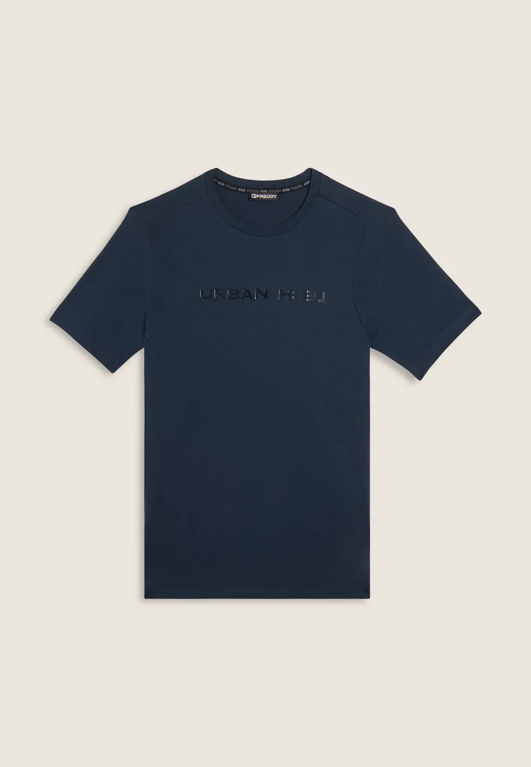 Freddy Herren T-Shirt Regular Raglan Glanz-Print Schwarz
