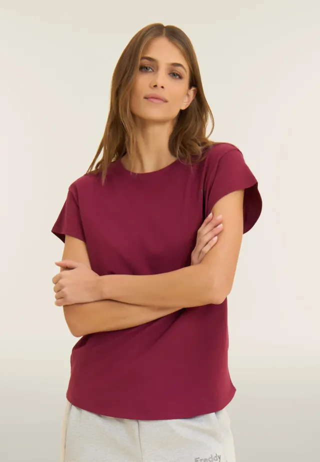 Freddy MOV Regular Fit T-Shirt Damen Schwarz Baumwolle