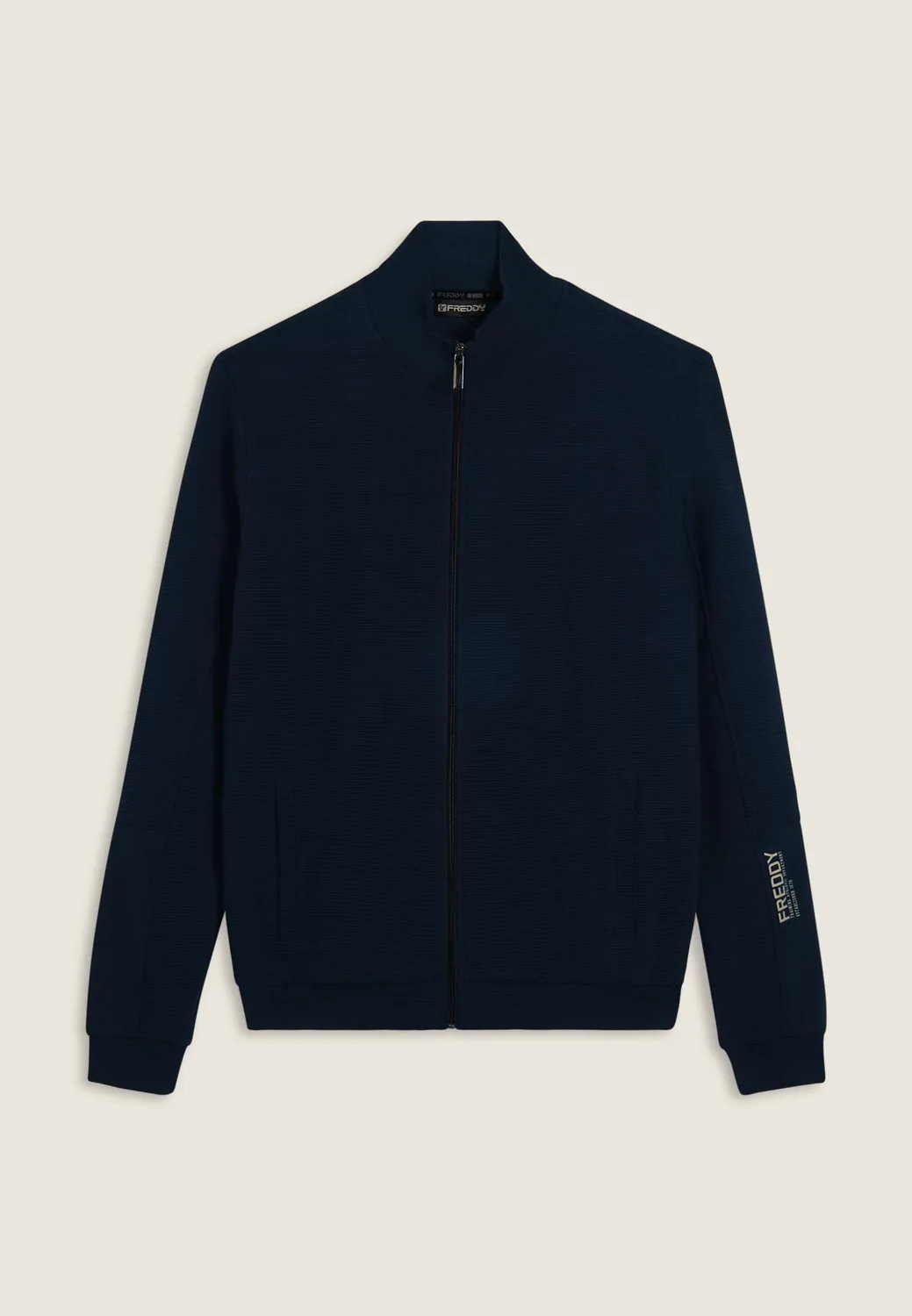 Freddy Full-Zip Sweatjacke Herren schwarz gerippt Grafik