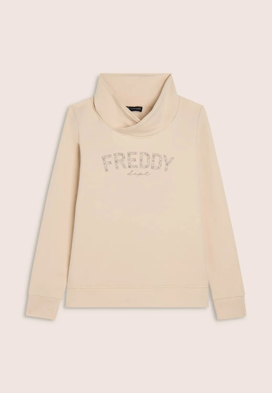 Freddy Damen Sweatshirt Kreuzkragen Schwarz Nietenlogo