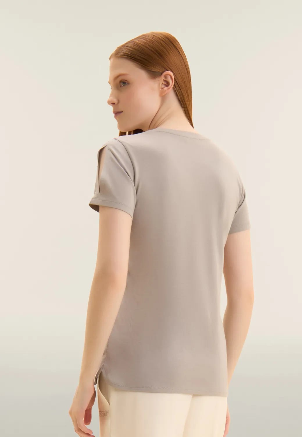 Freddy Damen T-Shirt Kurzarm Cut-Out Strass Modal