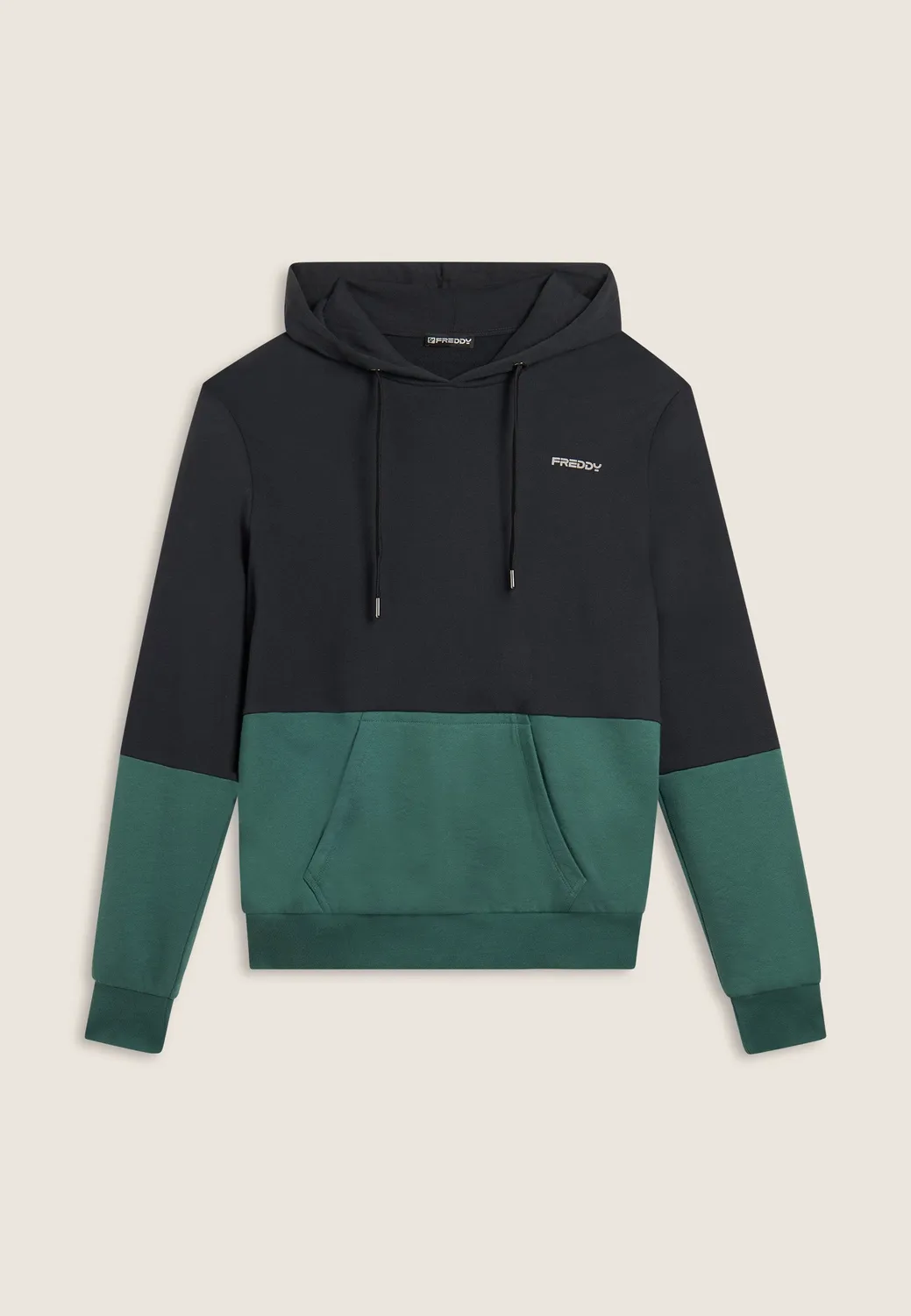 Freddy Colour Block Hoodie Herren Schwarz-Blau Baumwolle
