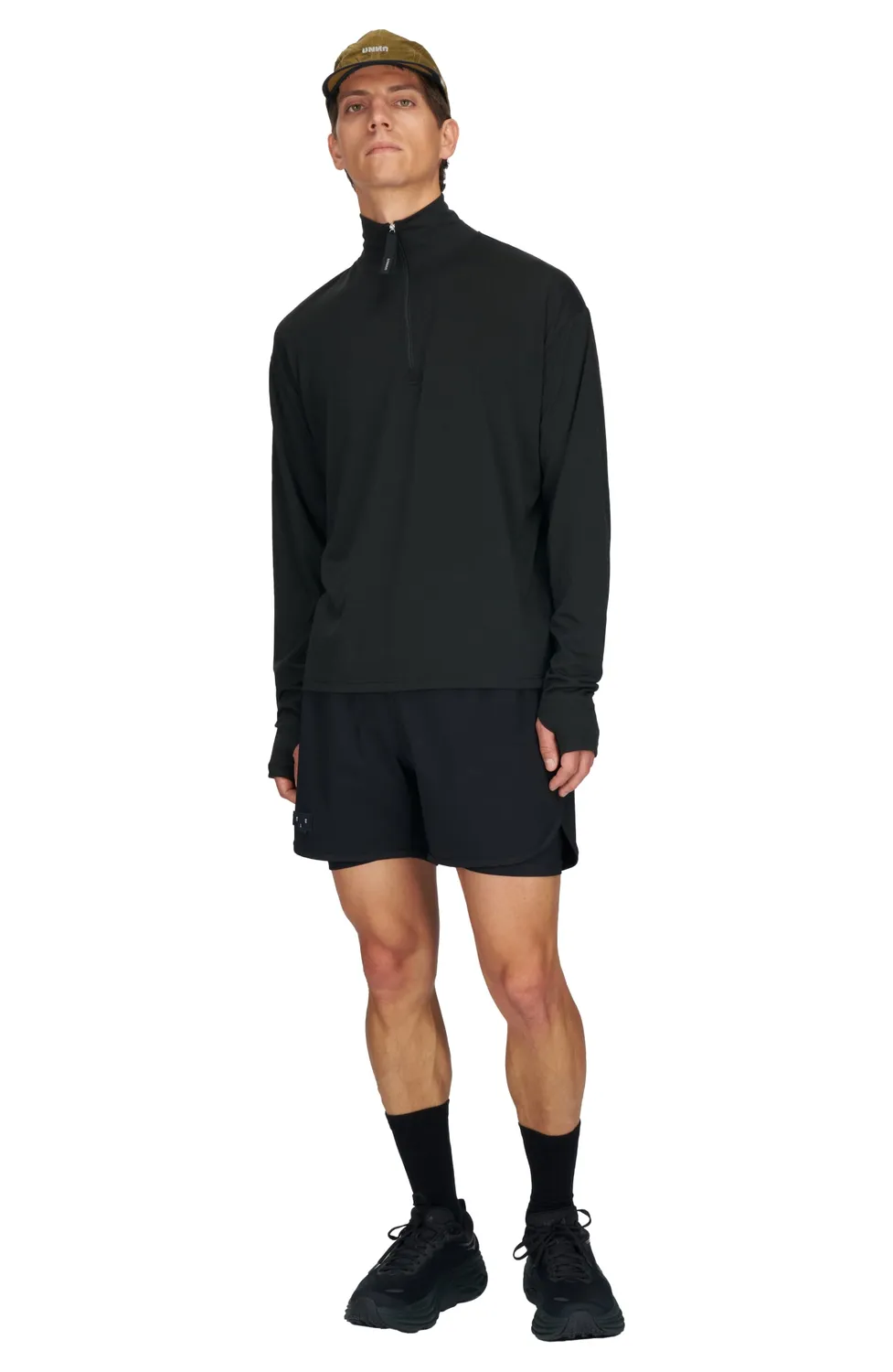 UNNA Zip Up Wool Layer Laufshirt schwarz mit Half-Zip