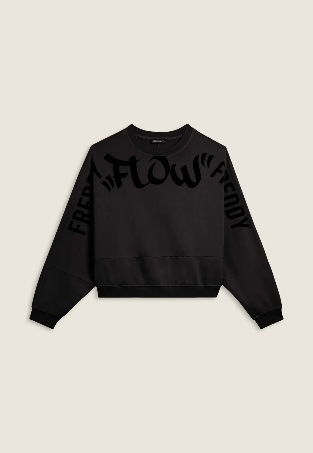Freddy Flow Oversize Cropped Sweatshirt Gray Asphalt