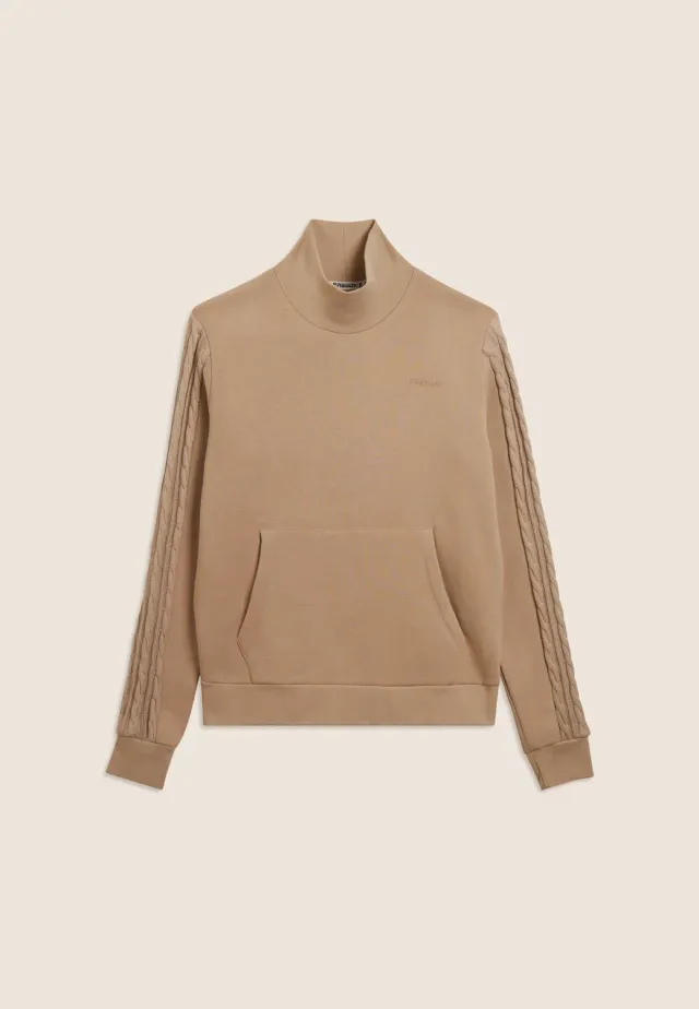 Freddy Herren Sweatshirt Taupe mit Zopfstrick