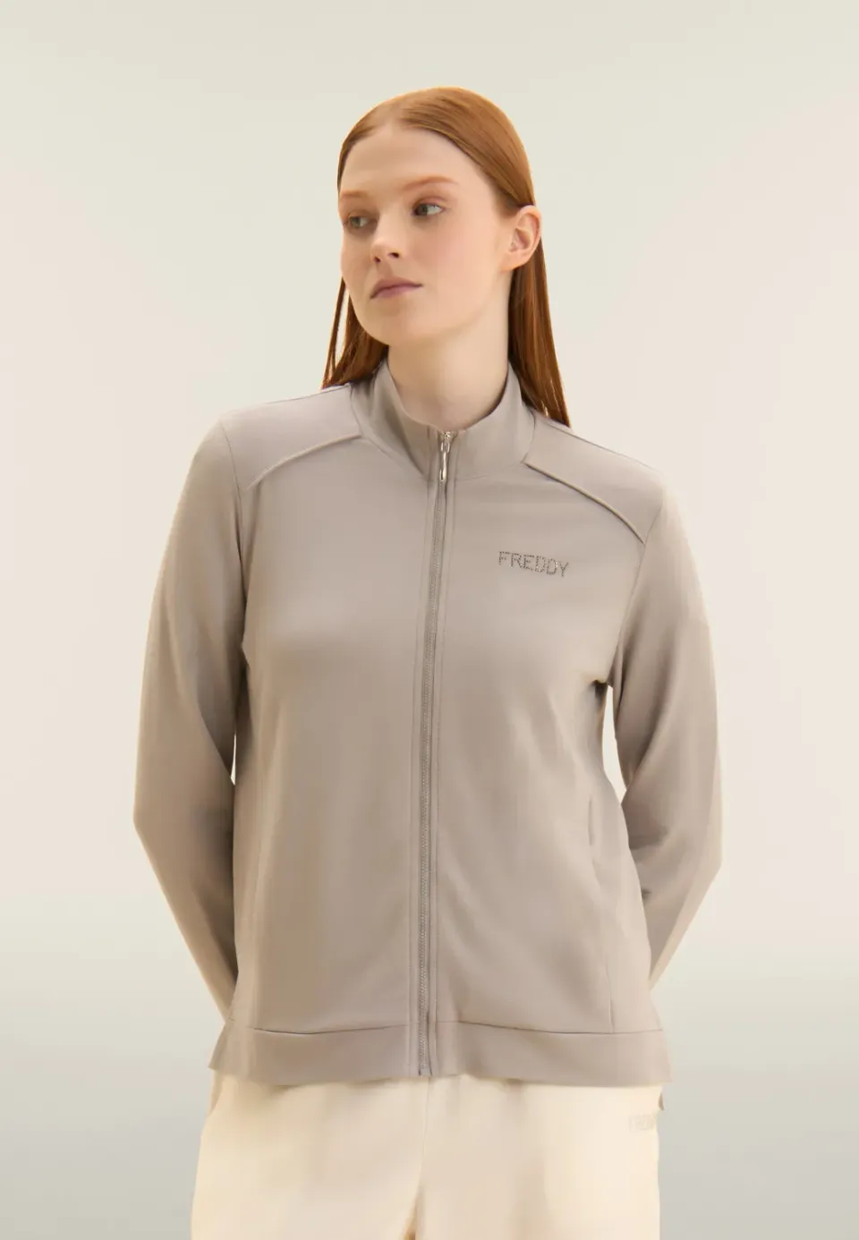 Freddy Zip Sweatjacke Strass Dunkelblau blickdicht