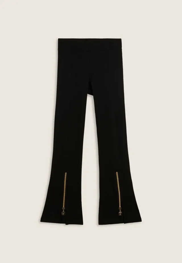 Freddy Flare Kinderhose Schwarz mit Gold-Reißverschluss
