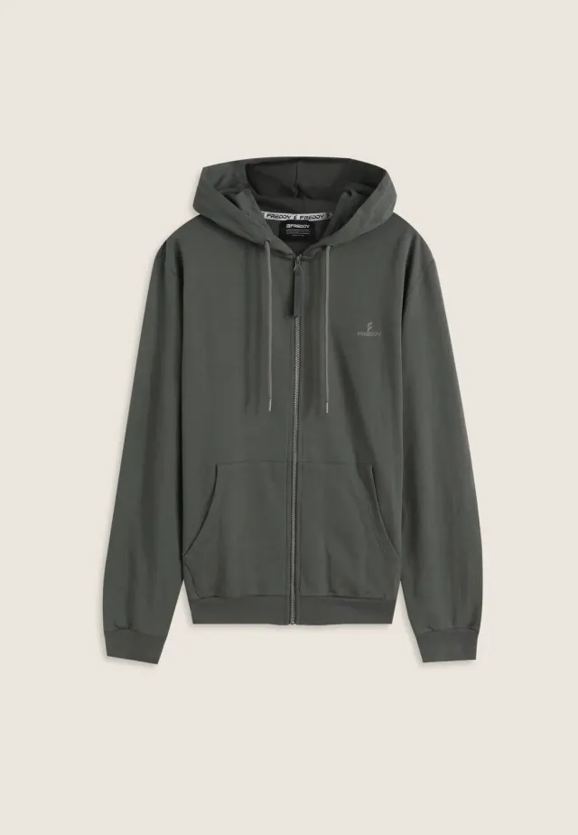 Freddy Herren Hoodie mit Zip Castor Gray Baumwolle