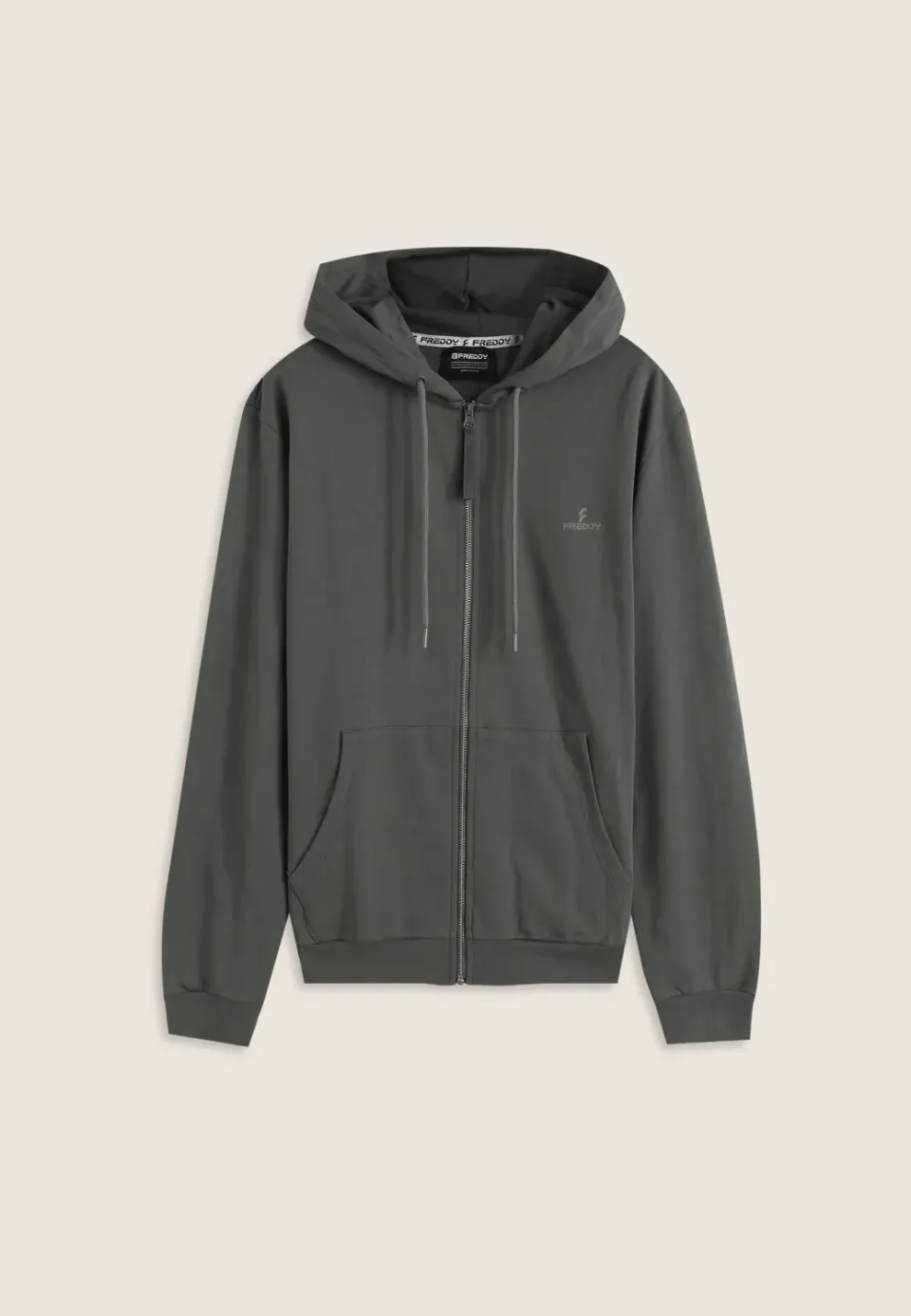 Freddy Herren Hoodie mit Zip Castor Gray Baumwolle