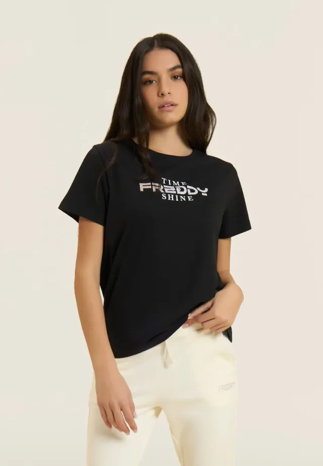 Freddy Comfort Fit T-Shirt Schwarz Time Shine