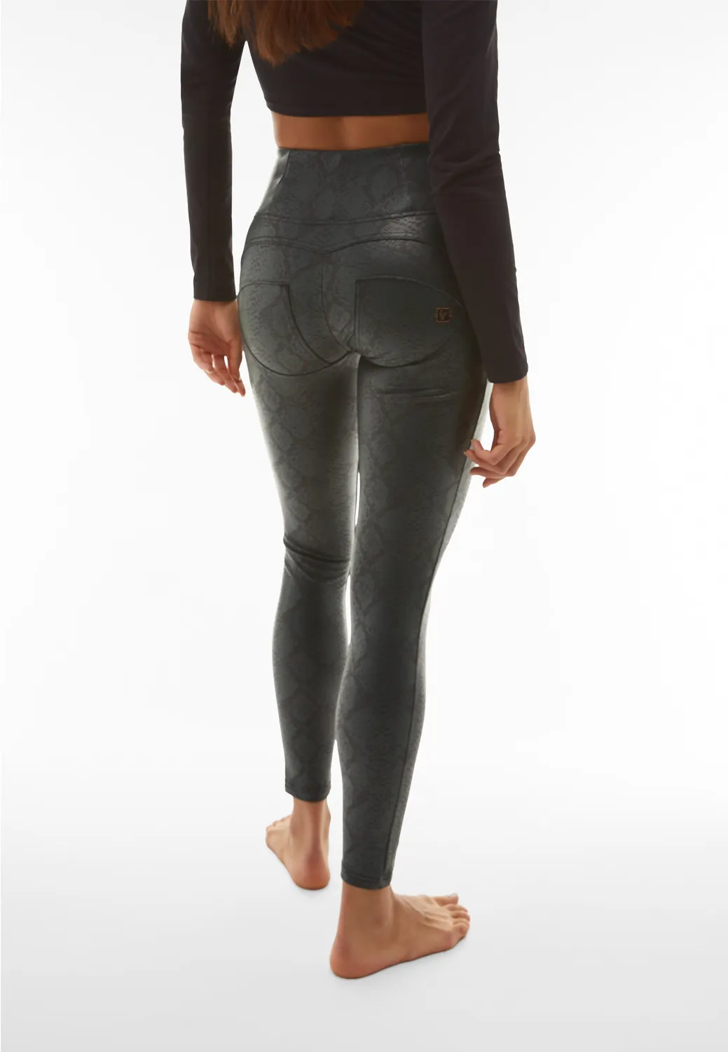 Freddy WR.UP Leggings High Waist Kunstleder Python Blau