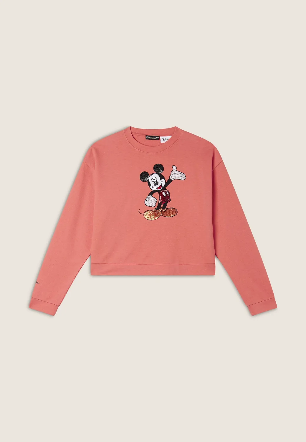 Freddy Mickey Mouse Cropped Sweatshirt weiß Comfort Fit