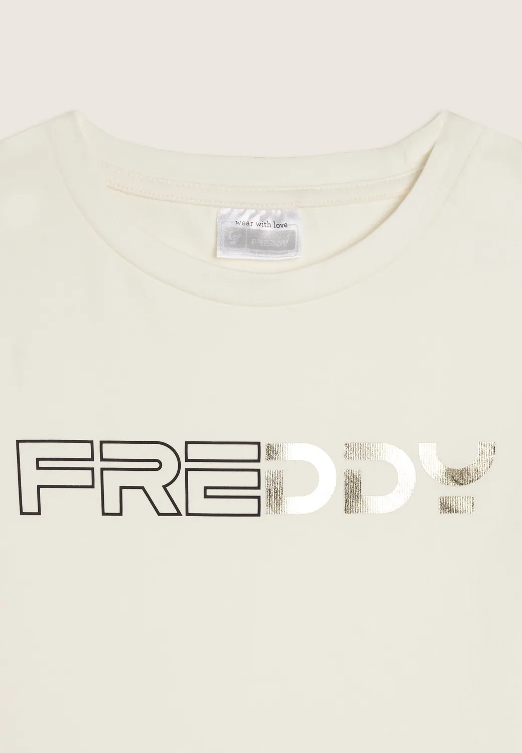 Freddy Junior Langarm Shirt Weiß Metallic-Logo Baumwolle