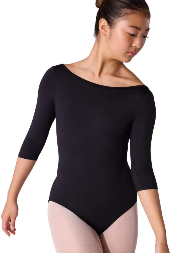 Capezio Essentials ES1004W Ballettanzug 3/4-Arm Schwarz blickdicht