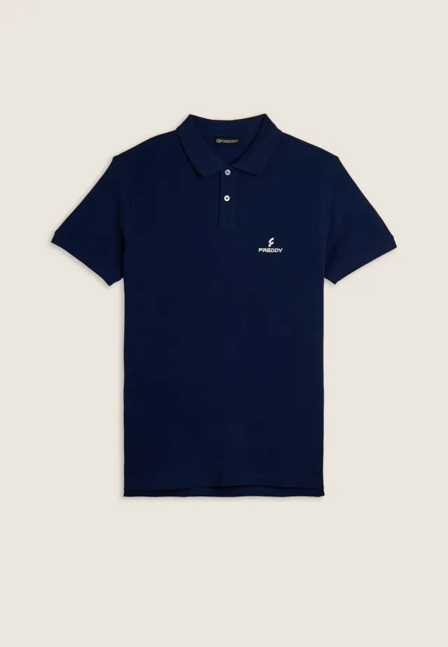 Freddy Polohemd Herren Piquet schwarz Baumwolle Logo