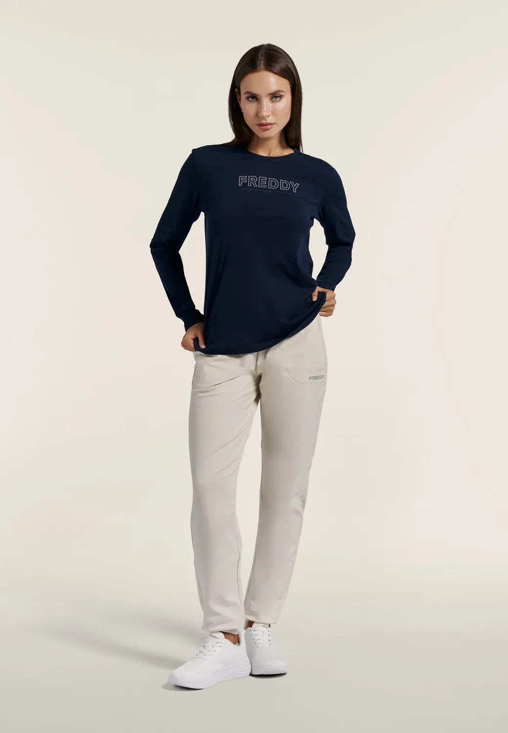 Freddy Jogger Damen Schwarz Taschen Fleece