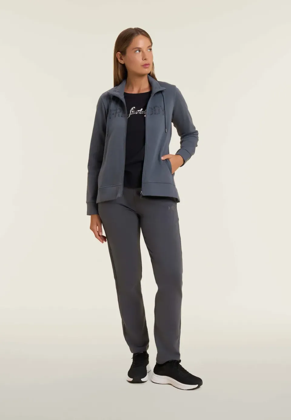 Freddy Damen Trainingsanzug Logo Schwarz Garz sweat