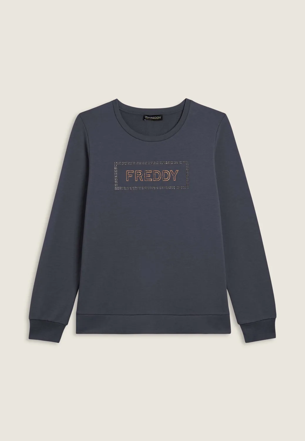 Freddy Strass Sweatshirt Schwarz Damen Rundhals