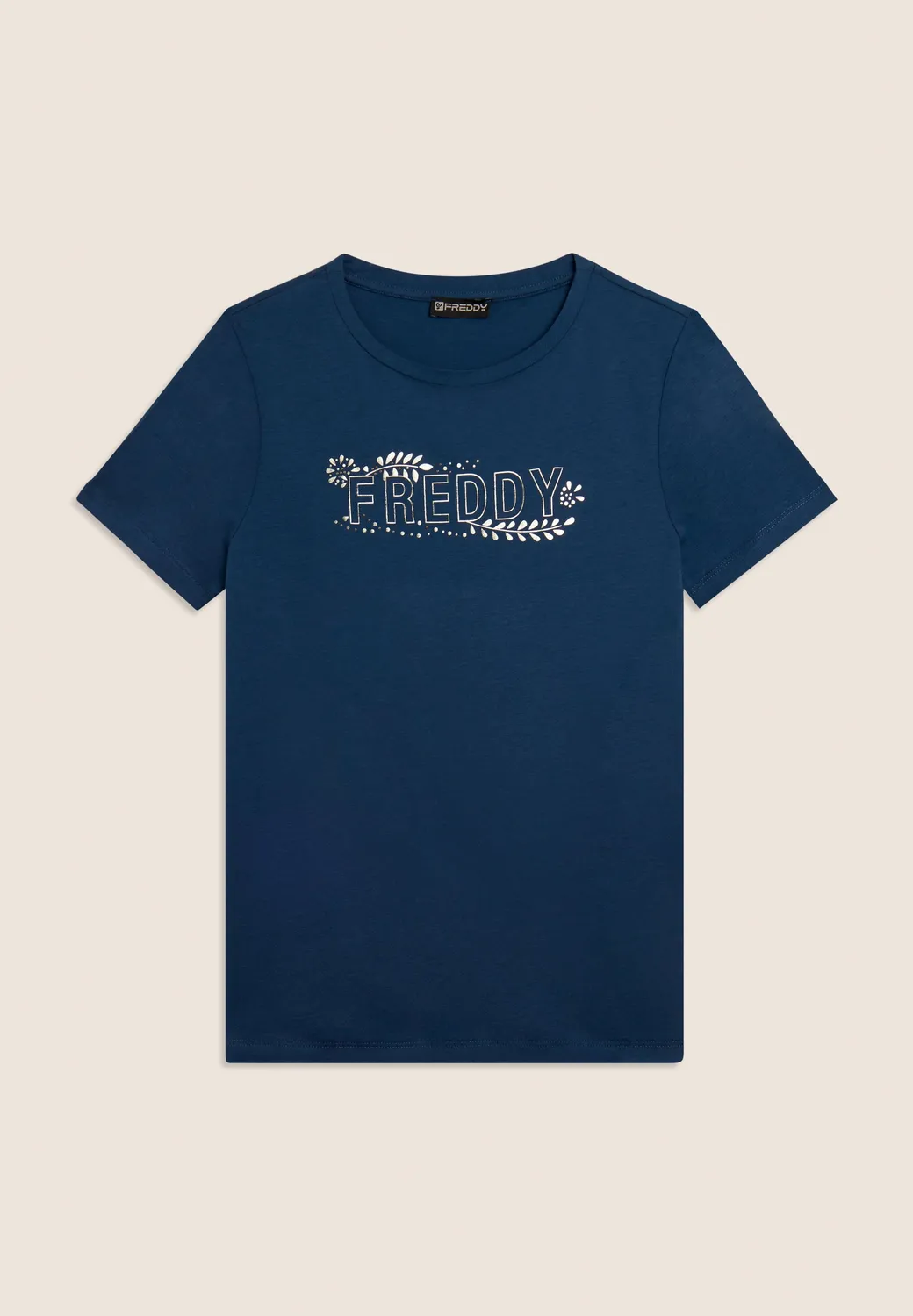 Freddy T-Shirt Blumen Nieten Schwarz Modal