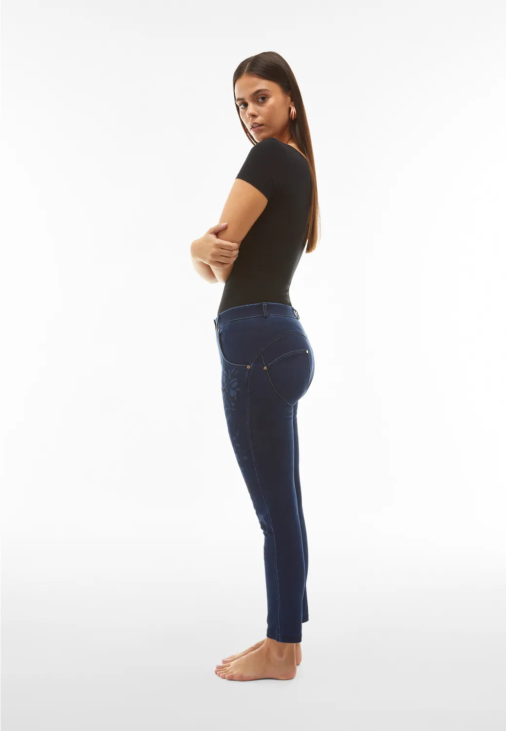 Freddy WR.UP 7/8 Skinny Jeans Blumen Dark Denim