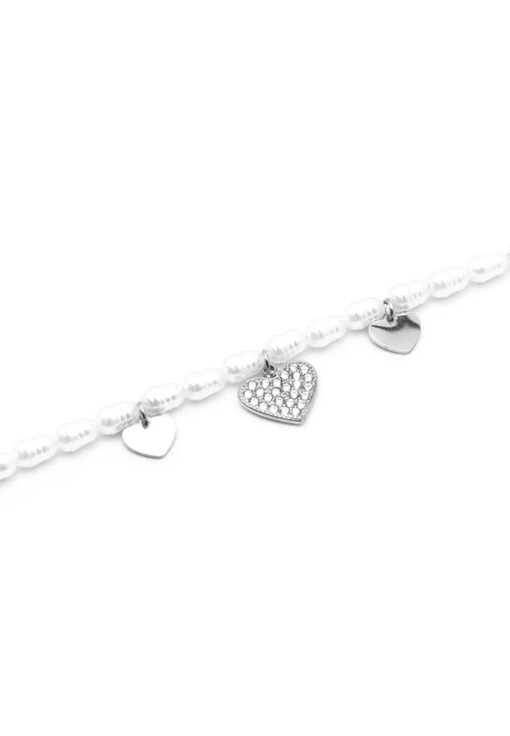 Freddy Armband Herz Perlen Edelstahl silber