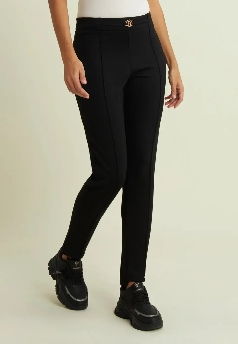 Freddy Viskose Freizeithose Asymmetrisch Schwarz Hohe Taille