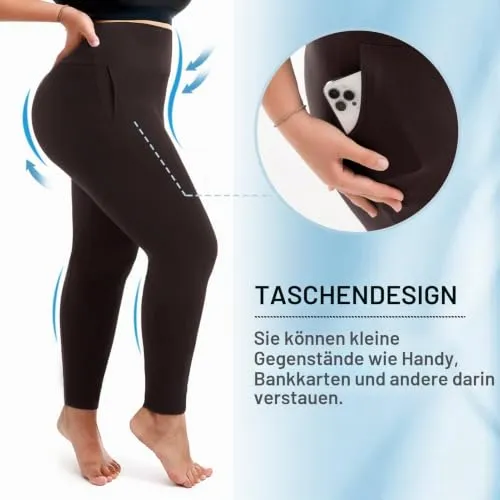 SINOPHANT High Waist Yogahose Damen schwarz blickdicht
