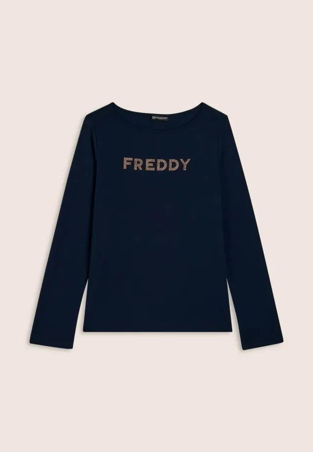Freddy Langarmshirt Jersey Dark Sapphire B109 Strasslogo
