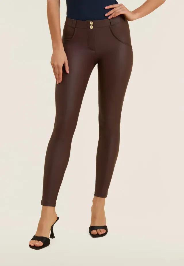 Freddy WR.UP Superskinny Kunstleder Push-up-Hose Schwarz
