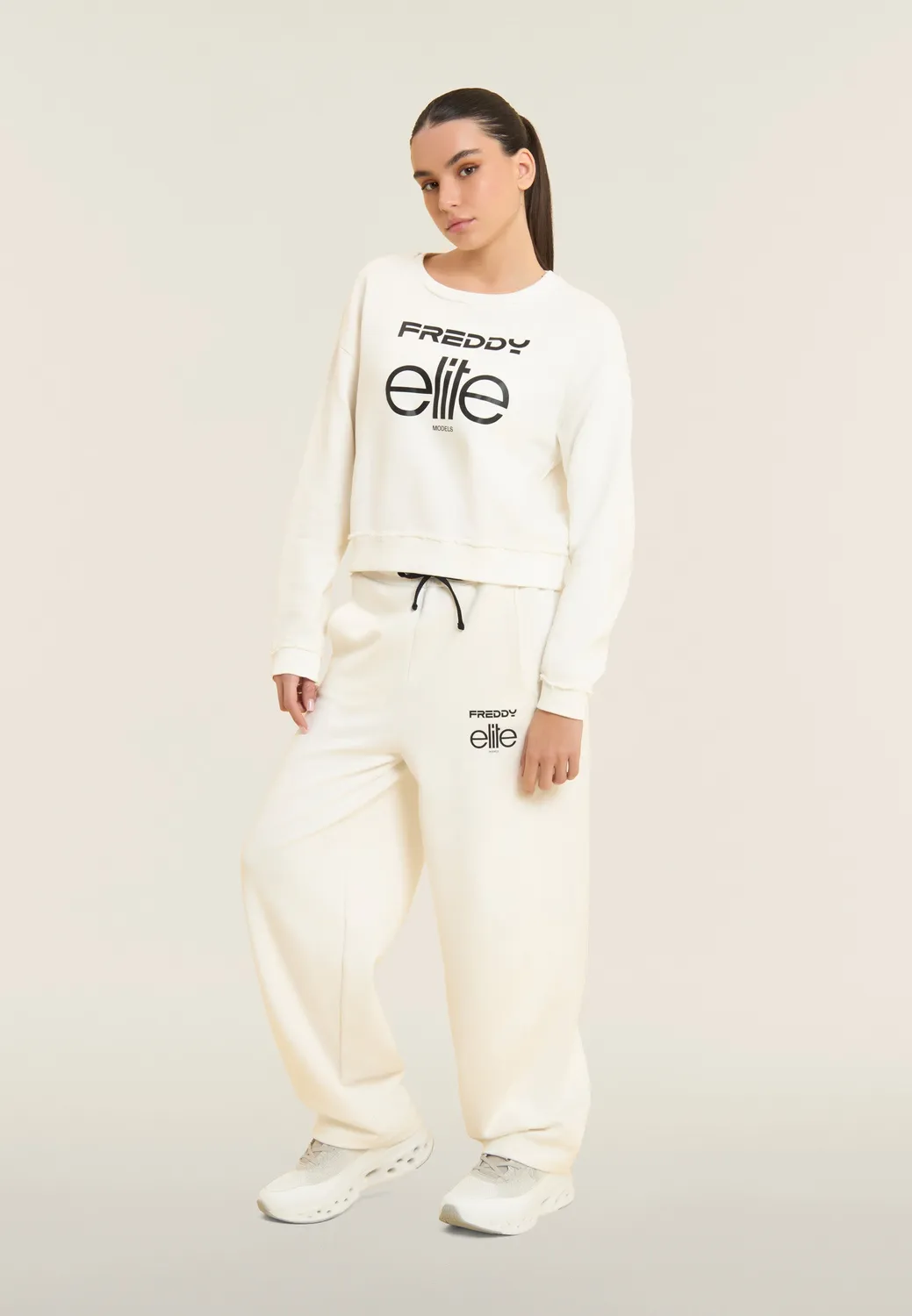 Freddy Elite Cropped Sweatshirt Crystal Gray Baumwolle