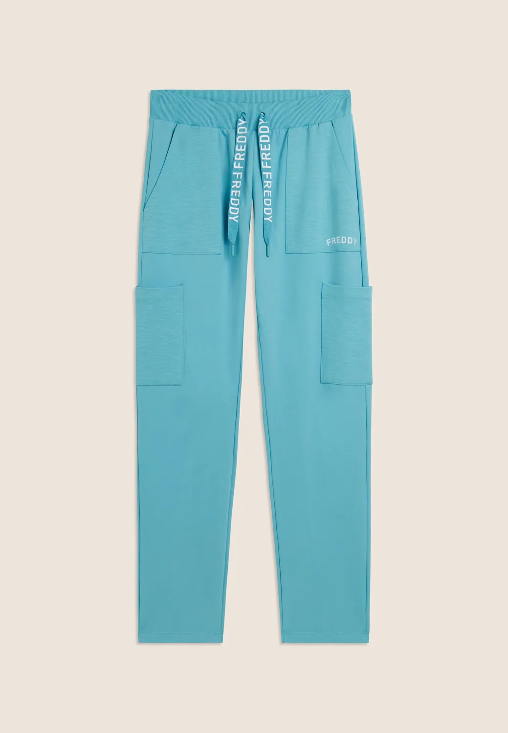 Freddy Sporthose Damen Taschen Milky Blue French Terry