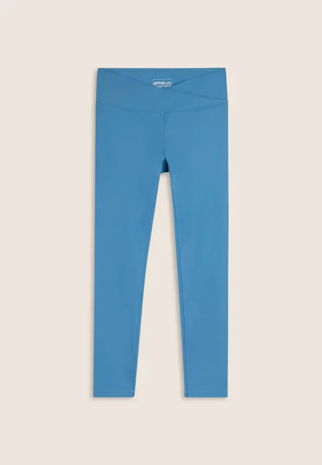 Freddy 7/8 Leder-Optik Leggings regular Faded Denim blickdicht