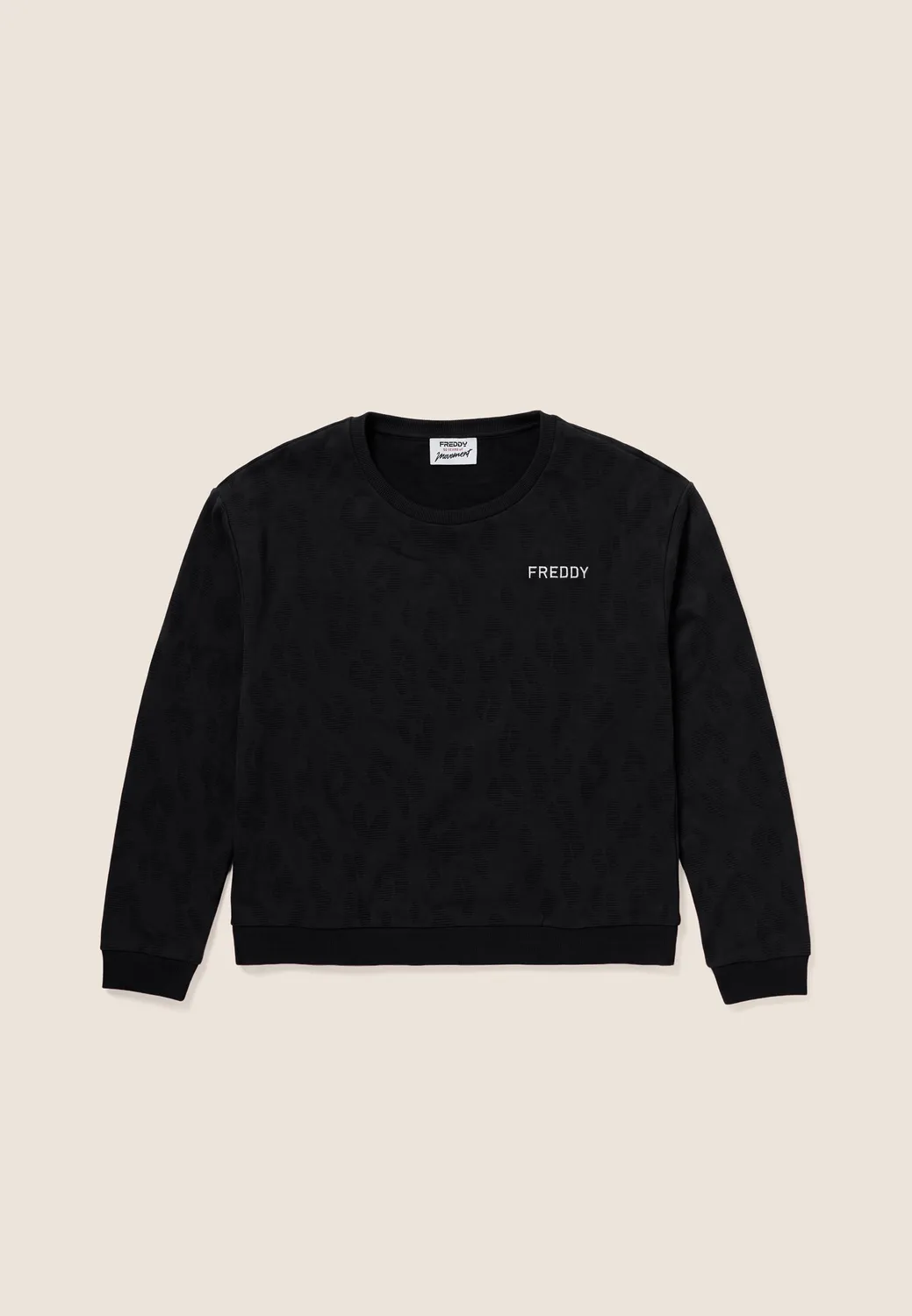 Freddy Leopard Sweatshirt Damen Schwarz Baumwolle Regular Fit
