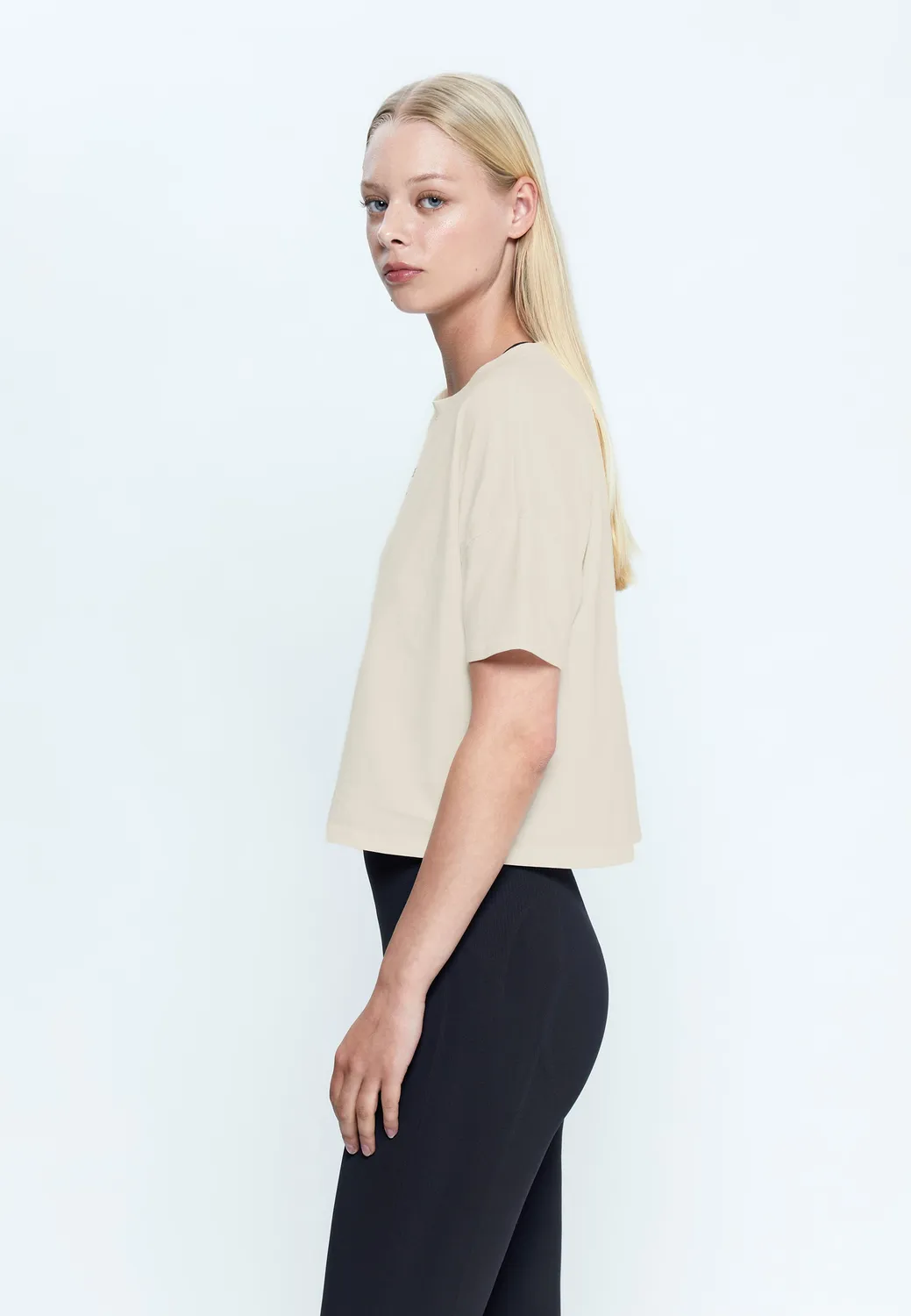 Freddy Elite Cropped T-Shirt Crystal Gray Baumwolle