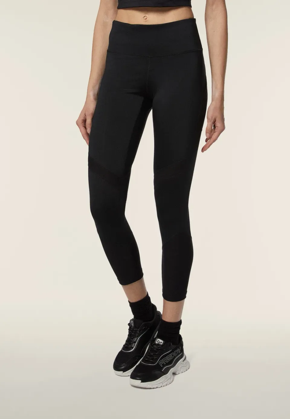 Freddy SuperFit Leggings Schwarz 7/8 Mesh blickdicht