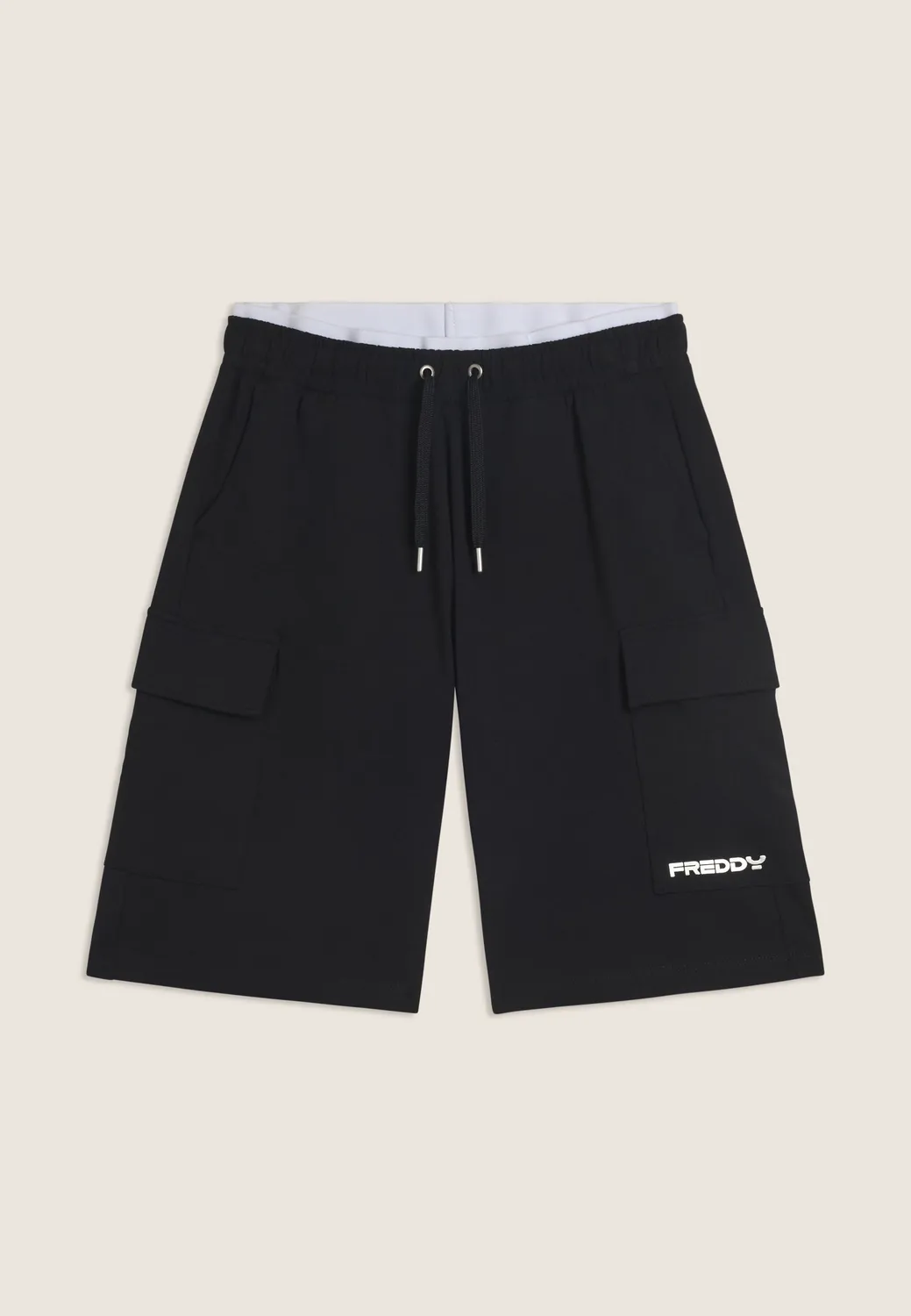 Freddy Shorts Damen Nero-Bianco Cargo weiter Schnitt Baumwolle