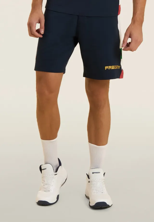 Freddy Italia FGI Shorts French Terry Blau über Knie