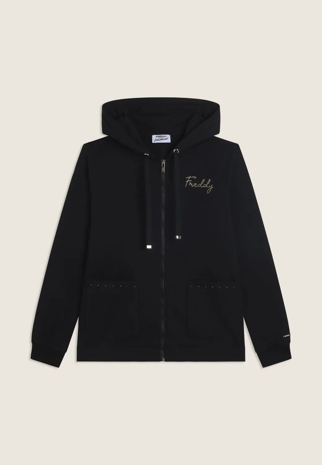 Freddy Kapuzenjacke Zip Animalier schwarz Baumwolle
