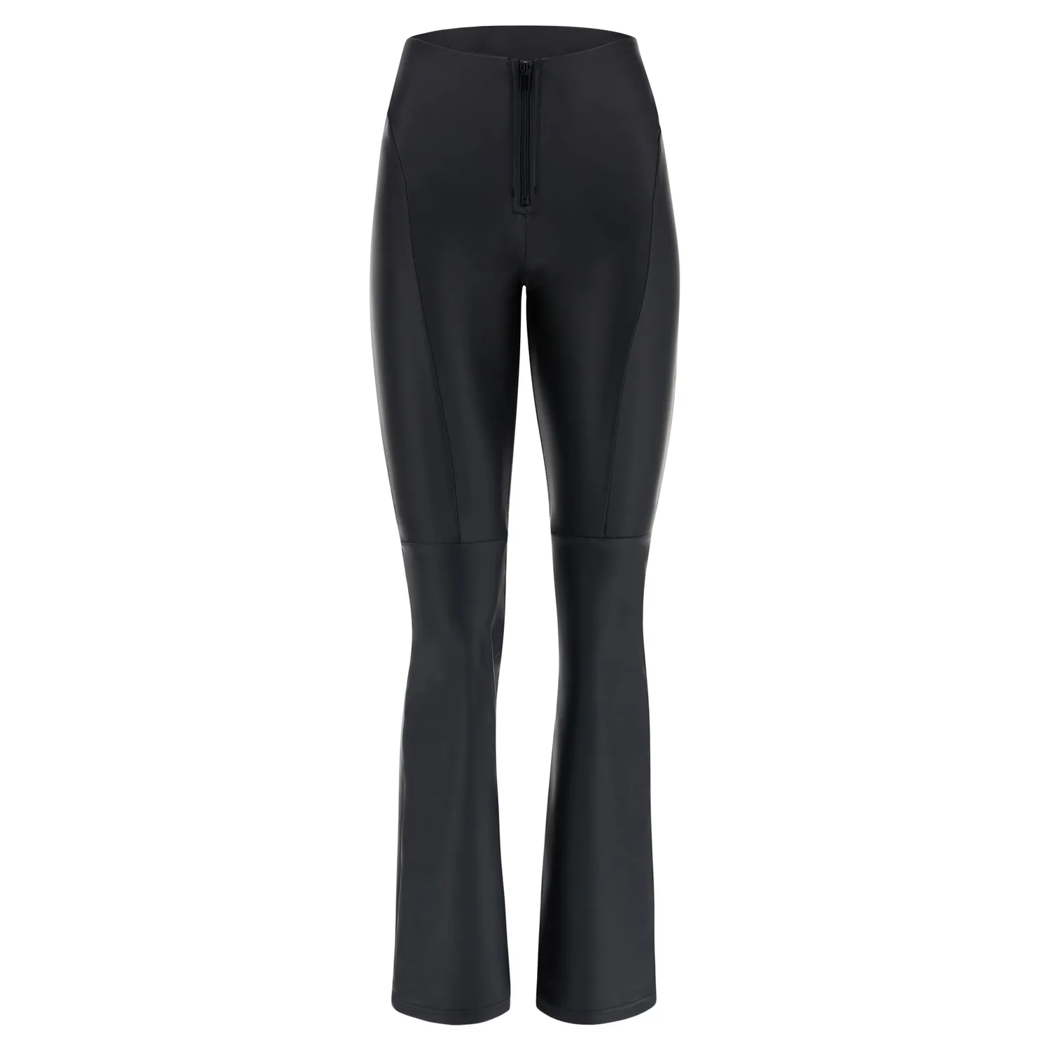 Freddy WR.UP Kunstlederhose Flare Schwarz High Waist
