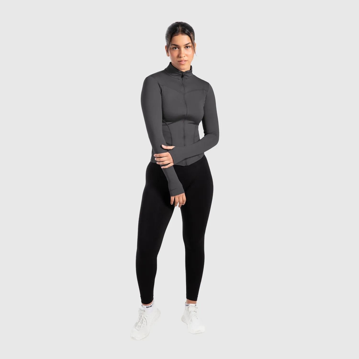 Smilodox Indira Trainingsjacke Damen Schwarz Slim Fit