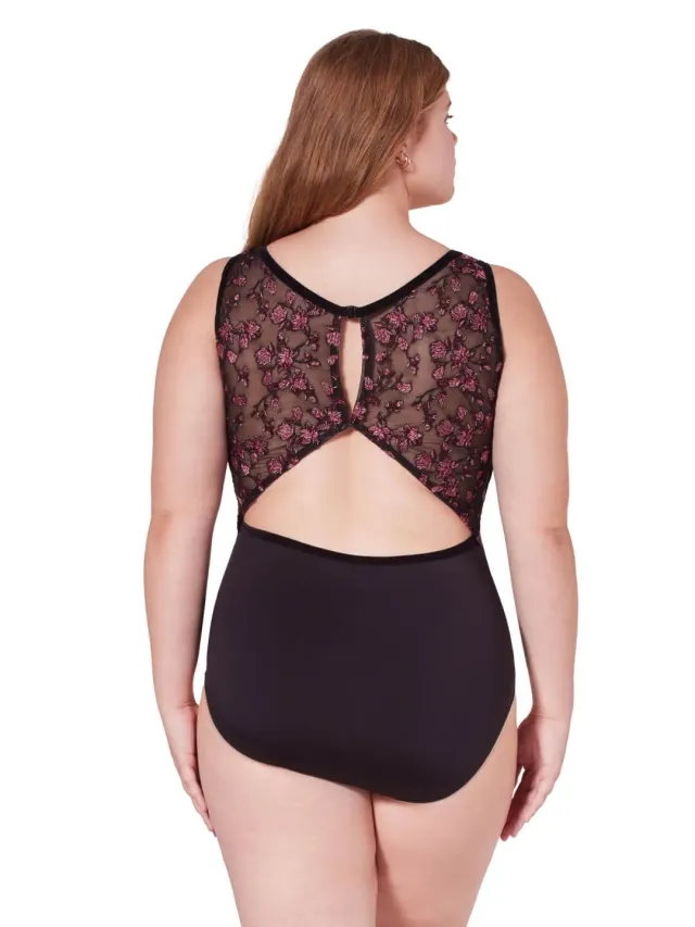 Capezio Ornate Romance Allure Mesh Tanzanzug Schwarz Stickerei